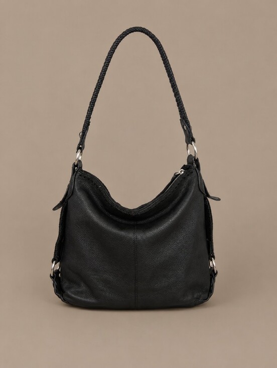 The Sak Handbags - The Sak Black Braided-Handle Shoulder Bag with Ring Accents